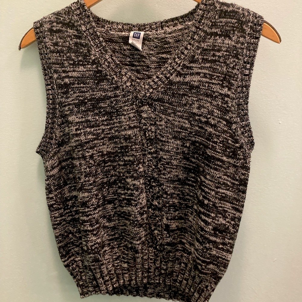 GAP V-neck Pullover Sweater Vest, M, Black and White. 100% cotton